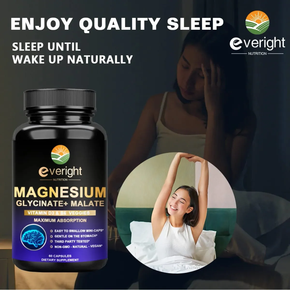 High Absorption Magnesium Glycinate - Supports Sleep Mood Muscles Heart & Nervous System Health