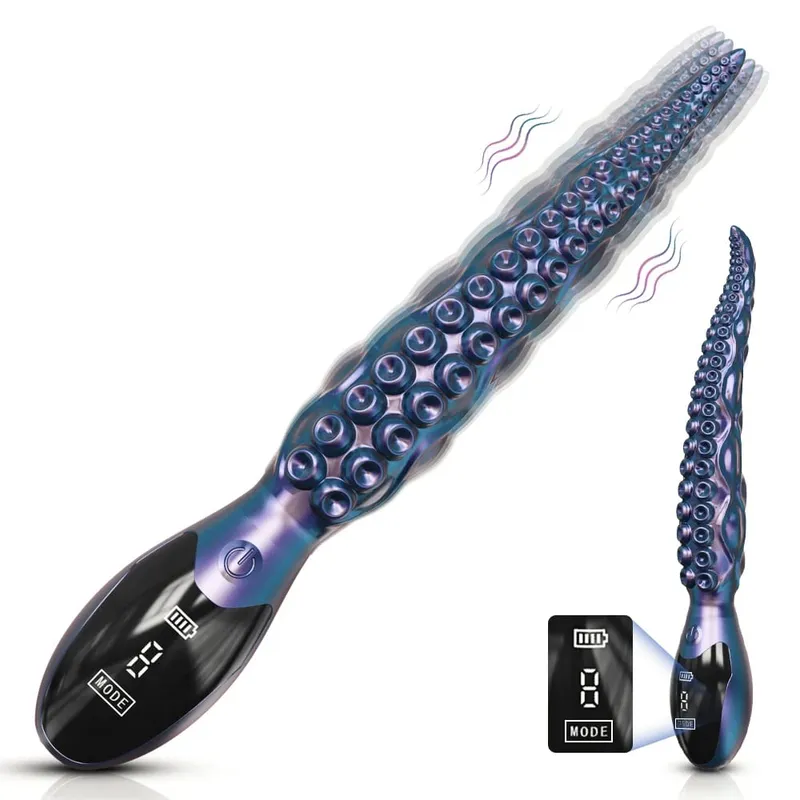 Vibrando realista g-ponto vibradores-display led polvo tentáculo clitoriano vibrador 10.7 "silicone vibrador brinquedos sexuais adultos para mulher — image 9