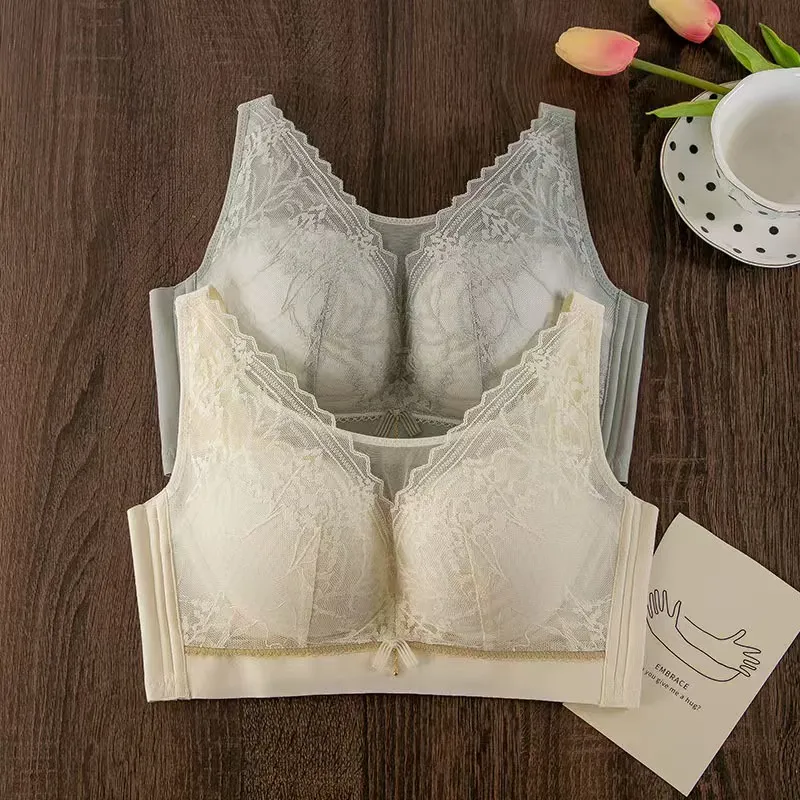 PLUS ขนาดผู้หญิง Bra บางไม่มีแหวนเหล็กสบาย Breathable Bras ชุดชั้นในปรับ Push Up ผู้หญิงเซ็กซี่ชุดชั้นใน Bra BCD ถ้วย — image 3