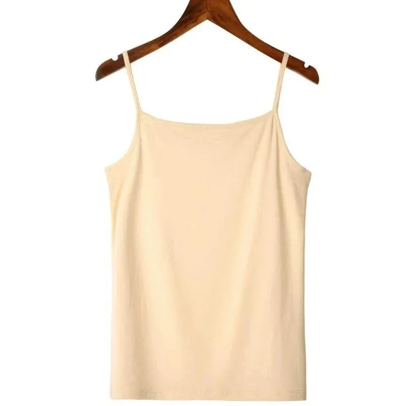 Solid Color Sleeveless Camisole Vest Casual Basic Slim Tank Top All Match Daily Women Summer Fashion Streetwear Tops Underwear