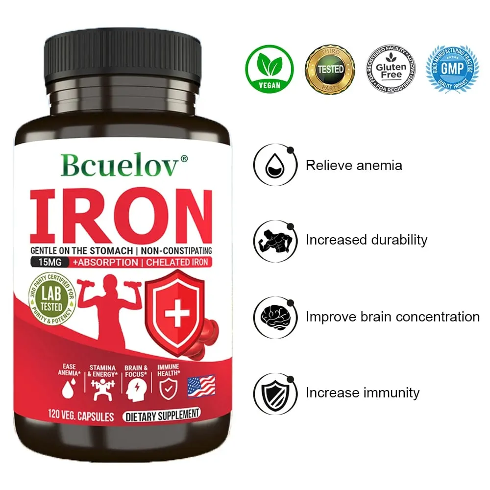Suplement żelaza Bcuelov 15 Mg chelatowany, szybkie wchłanianie, delikatny, nie zapierający - niedokrwistość — image 4