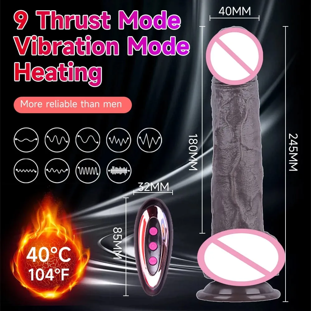 Teleskopopvarmning Realistisk Dildo Vibrator Fjernbetjening Big Penis Massager Vaginal Anal Onani 18 Voksen Sexlegetøj Kvinder — image 5