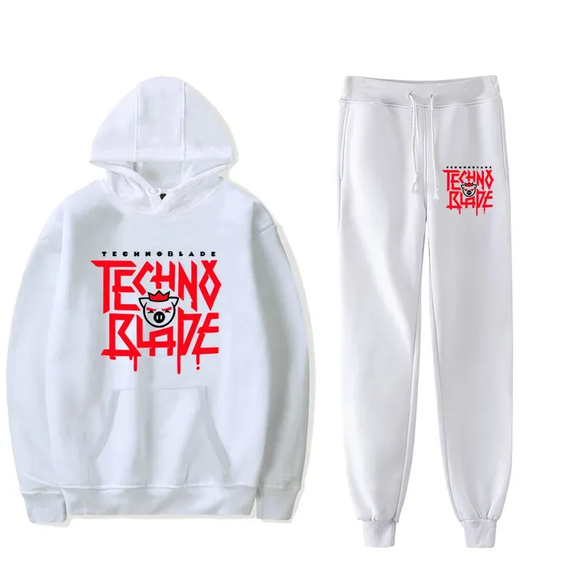 Harajuku Comfortable technoblade Print Sweatshirt Sweatpants Suit Men/Women Hoodies+ Trousers Suit Cute 2 Piece Set Clothes — image 29