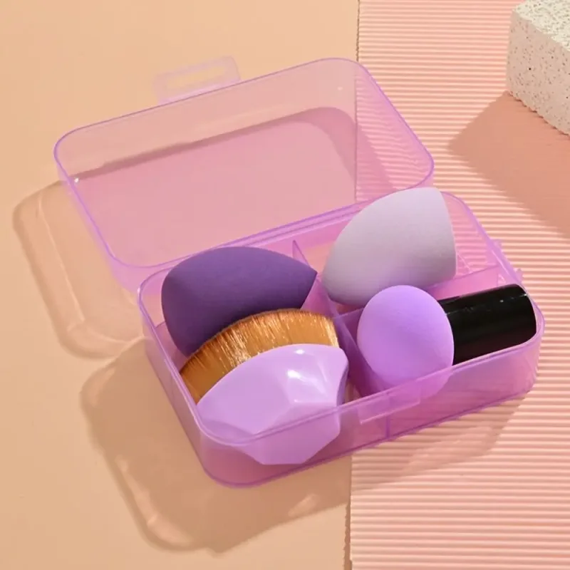 4Pcs Schönheit Pro Foundation Cosmetic Puff Set Trocken Nass Verwendbar Make-Up-Tool Magische Pinsel Mit Box Schwamm Pulver Make-Up