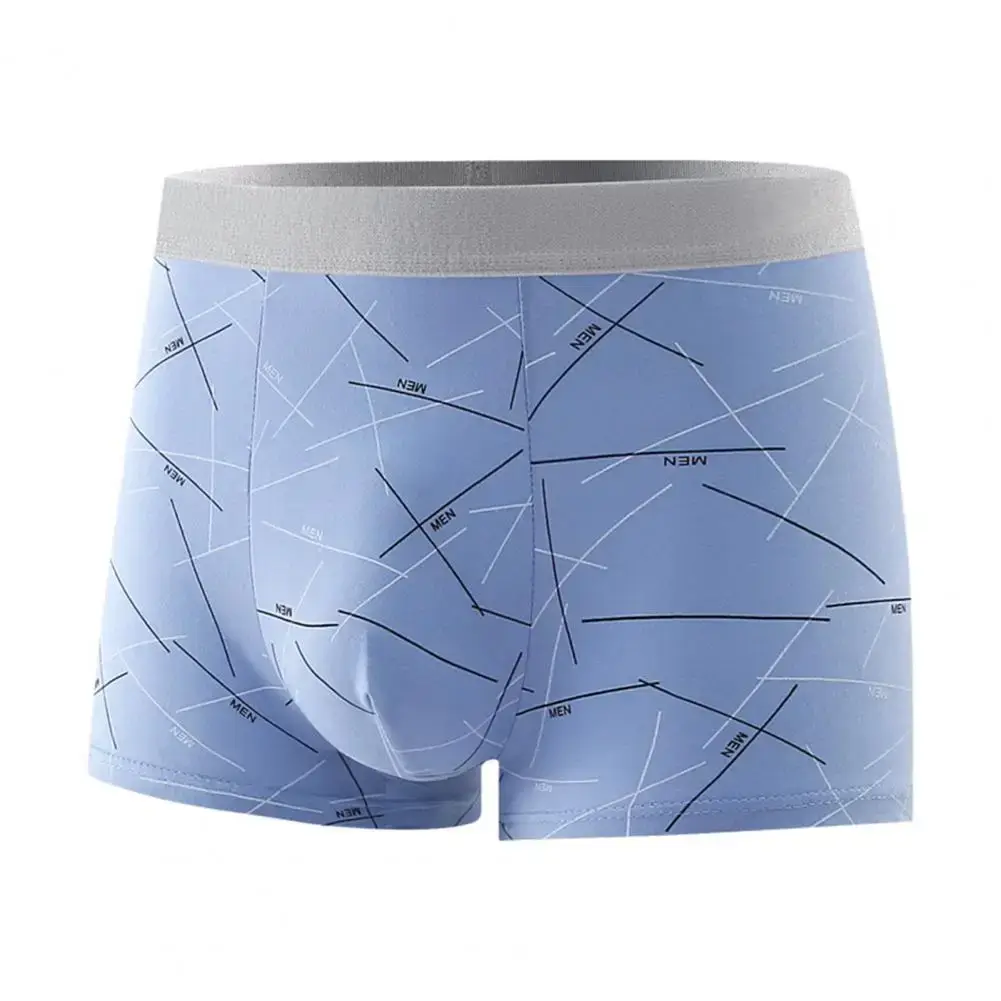 Mutande da uomo Intimo Elastico a vita media Lettera Stampa a righe Morbide e traspiranti Senza cuciture U Convesse Mutande da uomo ad asciugatura rapida — image 5