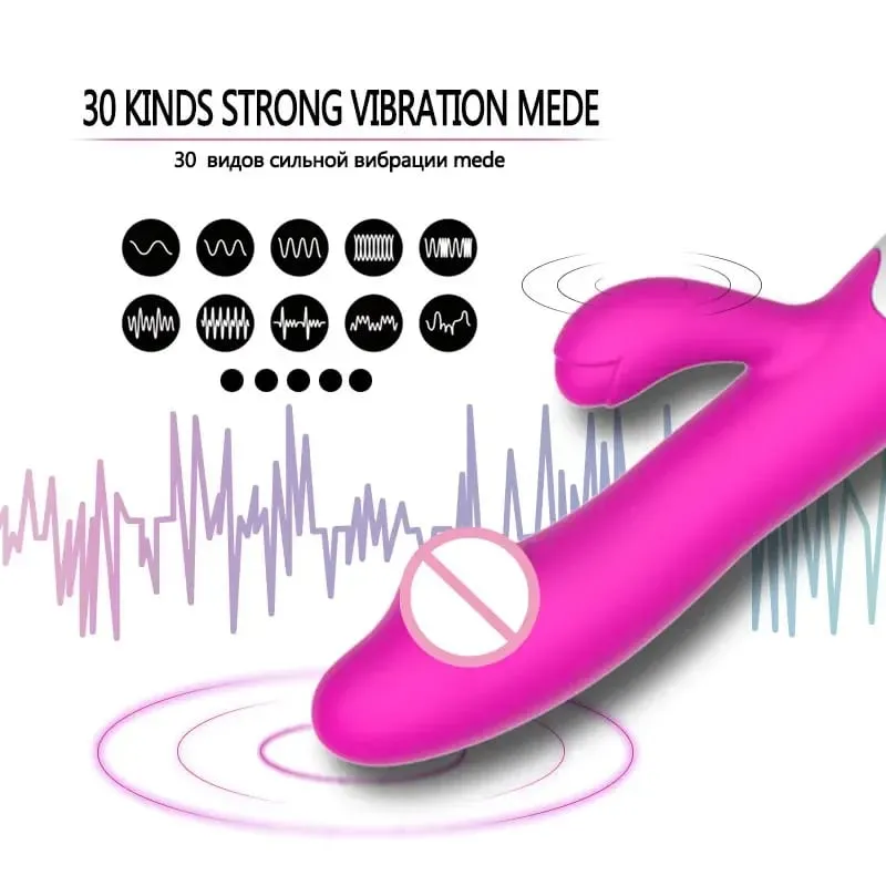 Rabbit Vibrator for Women 30 Speed Rechargeable G Spot Clitoris Stimulator Dildo Vagina Female Masturbator Sex Toys for Aldult — image 3