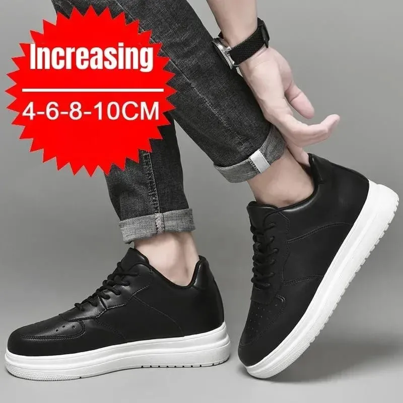 New Height Increasing Shoes for Men 10cm Invisible Elevator Sneakers White Leathe Sport Zapatillas De Hombre Big Size 46 — image 4