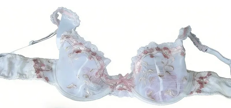 Ensemble de soutien-gorge non doublé de style Français | Demi-tasse minimiseur en dentelle pour grande taille de bonnet, sans rembourrage, fine, transparente, Anti-affaissement, Lingerie BANERDANNI — image 12