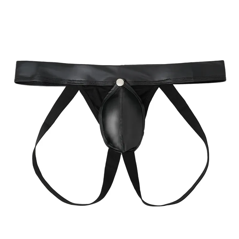 ผู้ชายหนัง Faux Gstring Thongs ชุดชั้นในที่ถอดออกได้เปิดก้นกางเกงเอวต่ำสำหรับสวมใส่สบาย — image 9