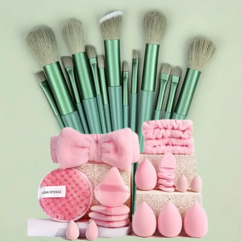 Conjunto de pincéis de maquiagem, 13 peças, sombra, base, iluminador, blush, corretivo, feminino, ferramenta de beleza macia, esponjas de beleza, polegar — image 17