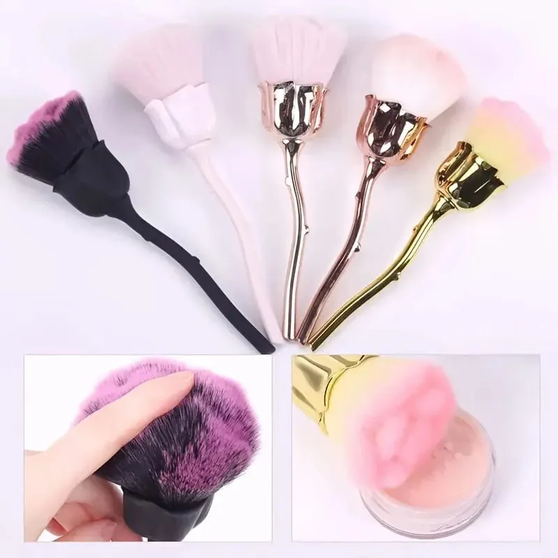 Una spazzola per polvere per unghie a forma di rosa Setole morbide Fondotinta per trucco Strumenti per fard e fondotinta Pennello per bellezza per fondotinta — image 1