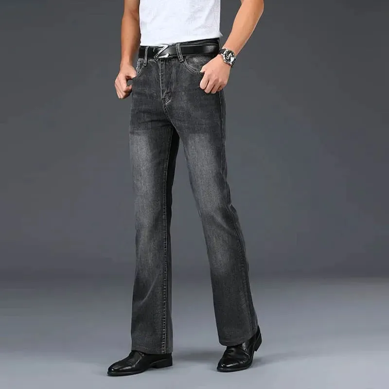Jeans svasati in denim Pantaloni da uomo in denim con taglio a stivale Comodi pantaloni neri blu casual larghi leggermente sottili classici per bootcut maschile — image 13