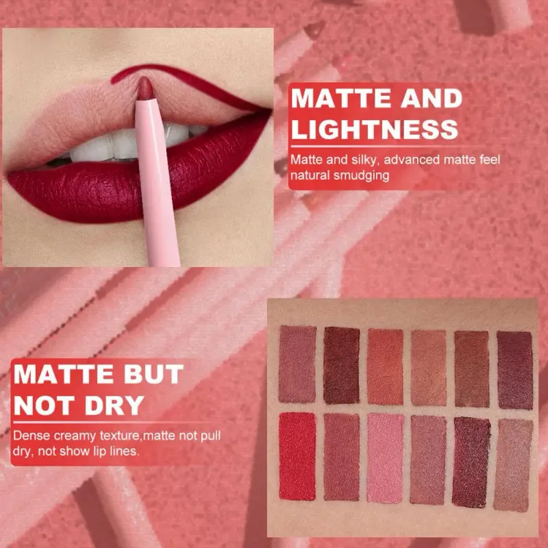 6 สี Lip Liner ปากกาชุดกันน้ำกันน้ำง่ายสียาวนานไม่ซีดจางสี Rendering Lip GLOSS ชุดแต่งหน้าความงาม — image 6