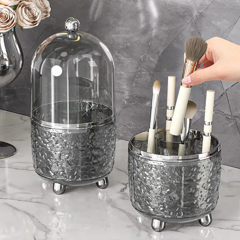360° drehbarer Make-up-Pinselhalter, tragbarer Desktop-Kosmetik-Organizer, staubdicht, mit Abdeckung, Lippenstift, Parfüm, Unordnung — image 3