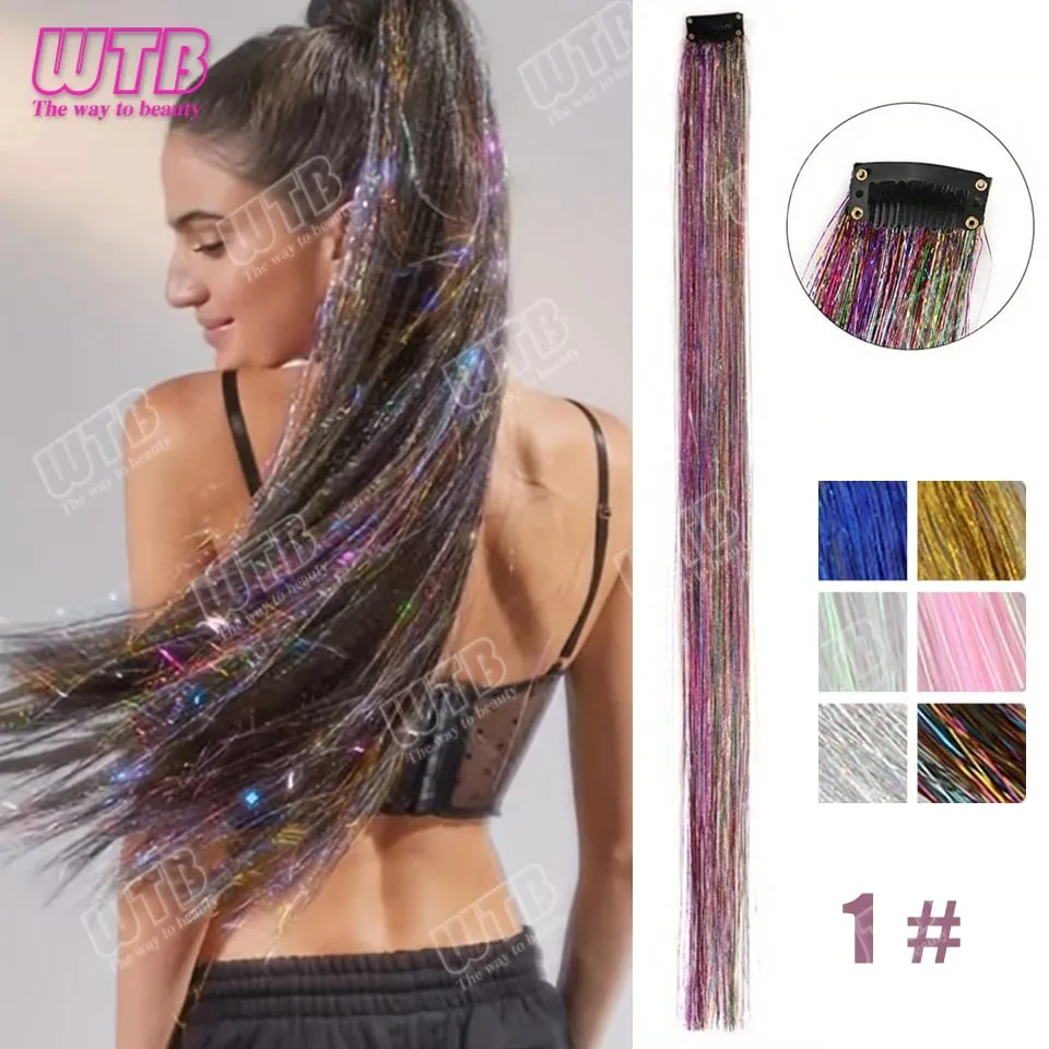Multi-Color Glitter Synthetic Hair Extension Wig BB Clip Style Suitable for Women and Girls to Wear During Holidays and Events — image 15