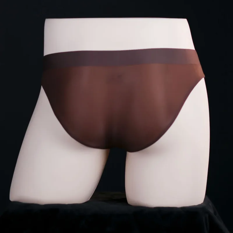 Ice Silk Briefs Men Oil Shiny Underwear Ultra Thin Traceless Underpants Transparent Smooth Bulge Pouch Panties Elastic Knicker — image 14