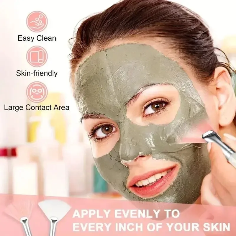 8 teile/satz Gesichts Pinsel Fan Make-Up Pinsel Weiche Tragbare Maske Brushe Spa Stirnband Dehnbare Haar Wrap Hautpflege Make-Up-Tools — image 3