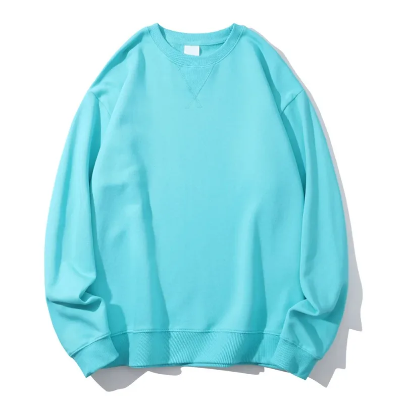 380g apretado partido pesado triángulo invertido suelto versátil sólido algodón Vintage otoño invierno manga larga suéter de cuello redondo — image 10