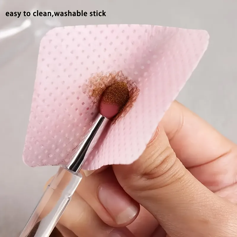 5 reusable na silicone nail brush na may mirror effect - double head makeup at nail polish applicator
