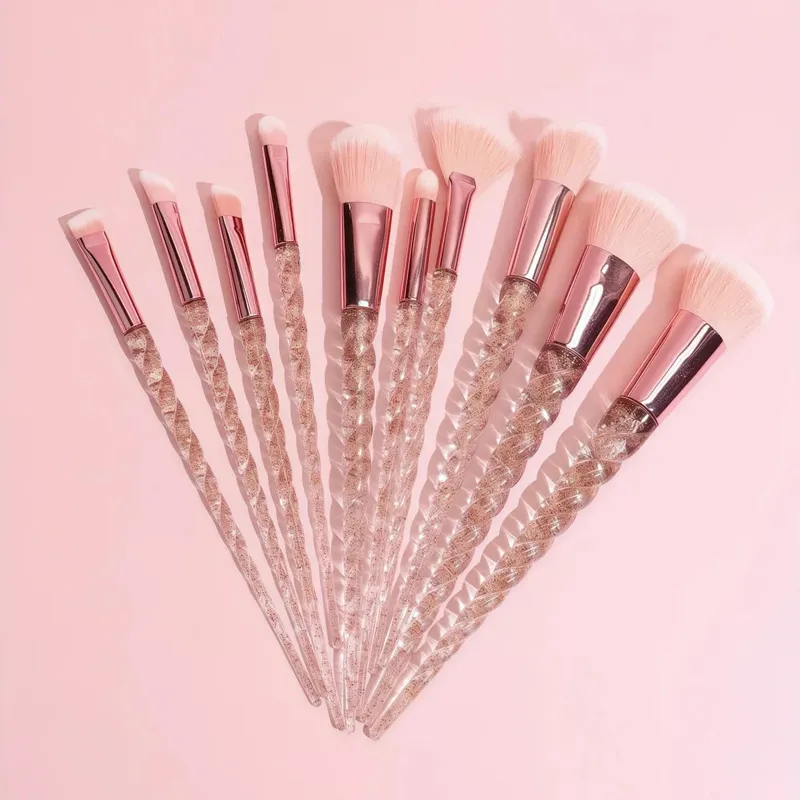 สีสันชุดแปรงแต่งหน้า 10 ชิ้นคริสตัล Handle คอนซีลเลอร์แปรงสุขภาพความงามเครื่องมือเครื่องสำอาง Make Up Tools — image 8
