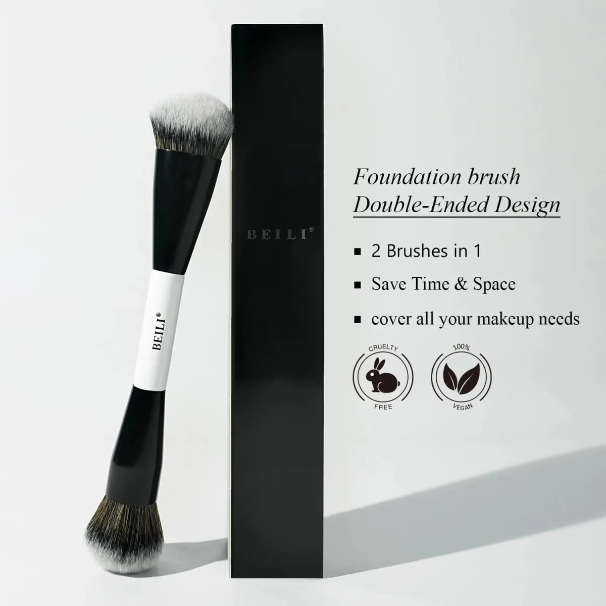 Foundation-Pinsel mit zwei Enden zum Mischen und Formen von Flüssigkeiten und Cremes — image 2