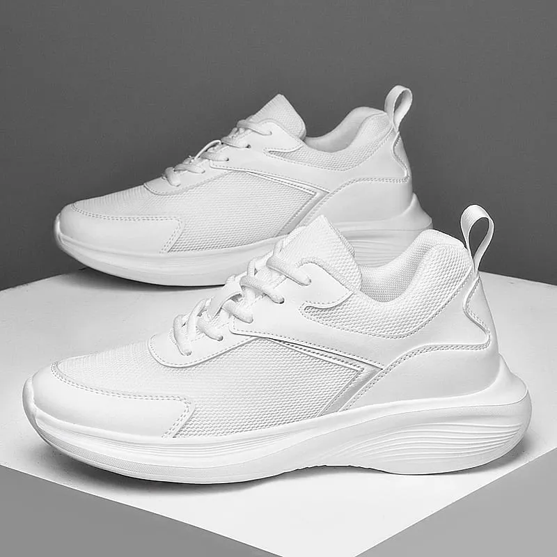 Men Fashion Height Increasing Sneakers Breathable Mesh Height Increase Shoes Microfiber Sole Comfortable Outdoor Walking Shoes — image 2