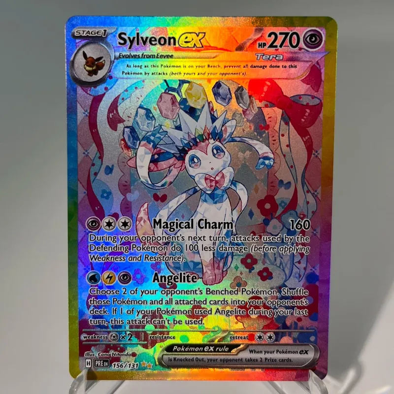 Kad PKM Prismatic Evolutions PTCG5-A GX Rainbow Umbreon Sylveon Leafeon ex Rare Collection Battle Toys Hadiah untuk Hobi — image 19