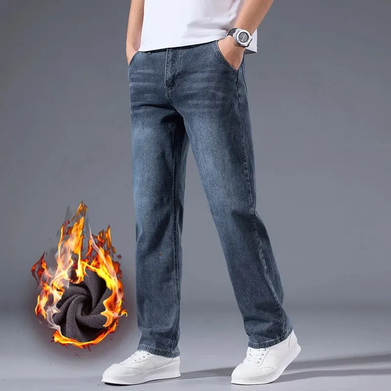 Jean ample à jambe droite pour hommes, pantalon décontracté élastique rétro délavé, adapté à toutes les saisons, pantalon polyvalent — image 8