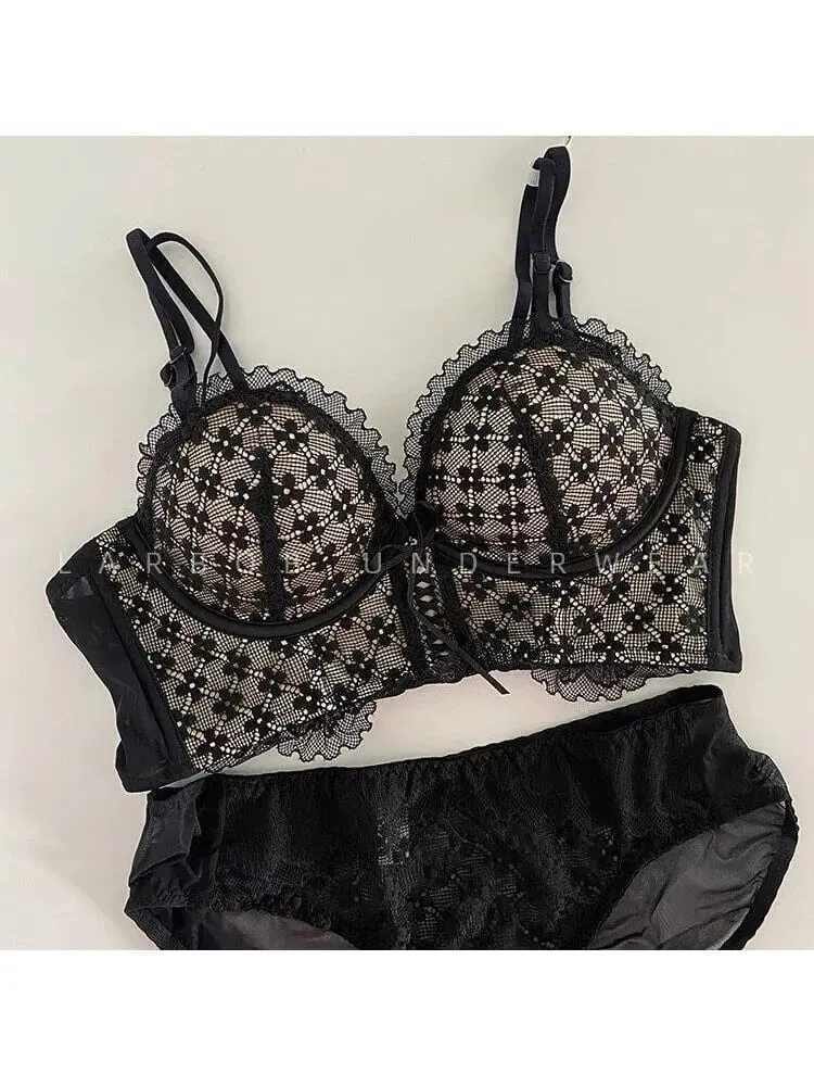 Bra Tekan Ke Atas Renda Tanpa Padding Seluar Dalam Ramping Tanpa Wayar Bralet Seksi Musim Panas Lancar untuk Sokongan Bahagian Angkat Dada Kecil Anti Kendur — image 3