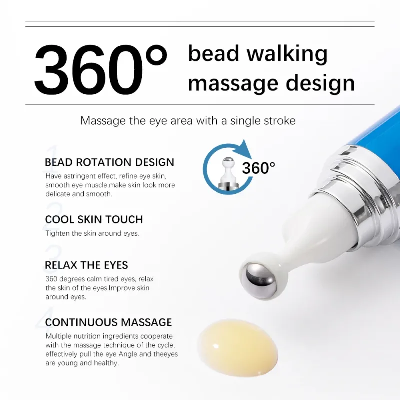 เซรั่มบำรุงรอบดวงตาคาเฟอีน 5% พร้อมลูกนวด 360 ° Under Eye Roller Cream สำหรับความหมองคล้ำและอาการบวมลดริ้วรอยริ้วรอย — image 4