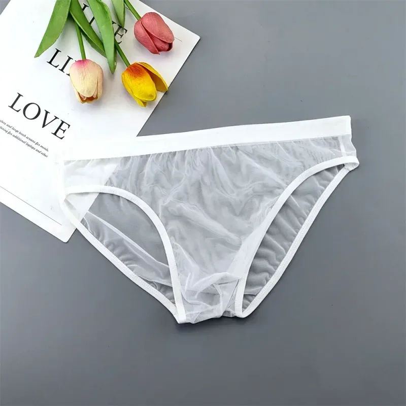 Men Transparent Nylon Briefs 3D Pouch Lightweight Male Bikini Underwear Soft Sheer Quick Drying Stretchy Lingerie XL/XXL/3XL/4XL — image 9