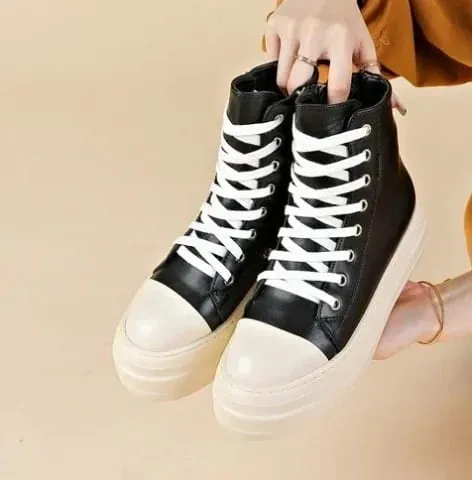 Man High-Topรองเท้าแบนรองเท้าหนังผู้ชายรองเท้าผ้าใบLuxury Designer Streetผู้หญิงผ้าใบรองเท้าสบายๆLace Upข้อเท้ารองเท้า — image 13