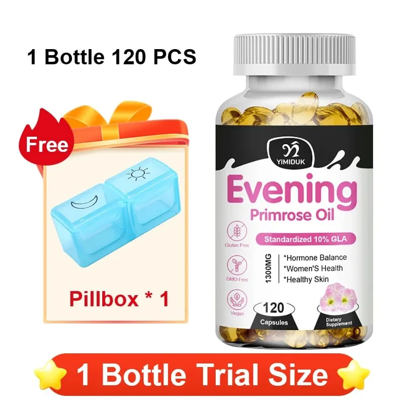 Evening Primrose Oil 1300mg with Rich GLA & Essential Nutrients Balance Hormones Support Women's Comfort & Enhance Skin Health
