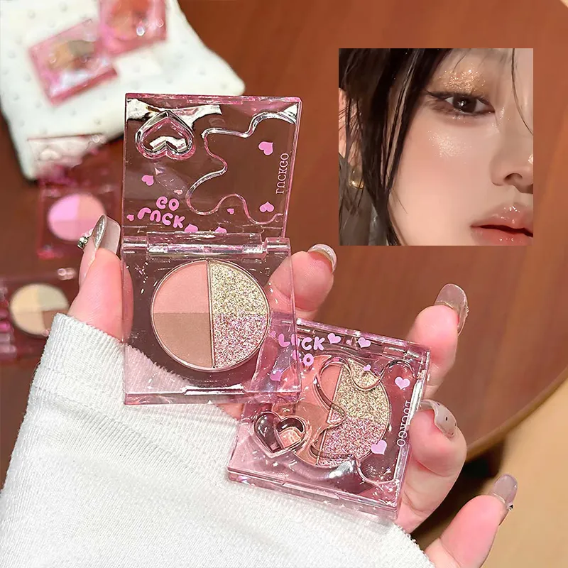 Mini 4 สีอายแชโดว์ Palette Natural Brightening Matte & Shimmer โกหก Silkworm Eye Shadow Lavender เครื่องสำอางแต่งหน้าเกาหลี — image 5