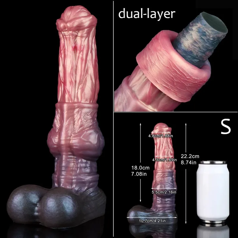 Dobbeltlags silikone Fantasy Dog Knot Dildo Blå Butt Plug med Sucker Anal Dilator Onanere Sexlegetøj til Voksen 18+