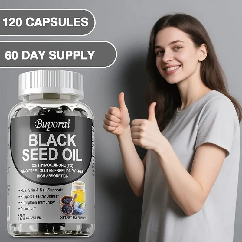 Huile de graines noires de qualité supérieure 120 capsules – Soutient la santé globale | Soutien du système immunitaire Supplément sans gluten et sans OGM — image 6