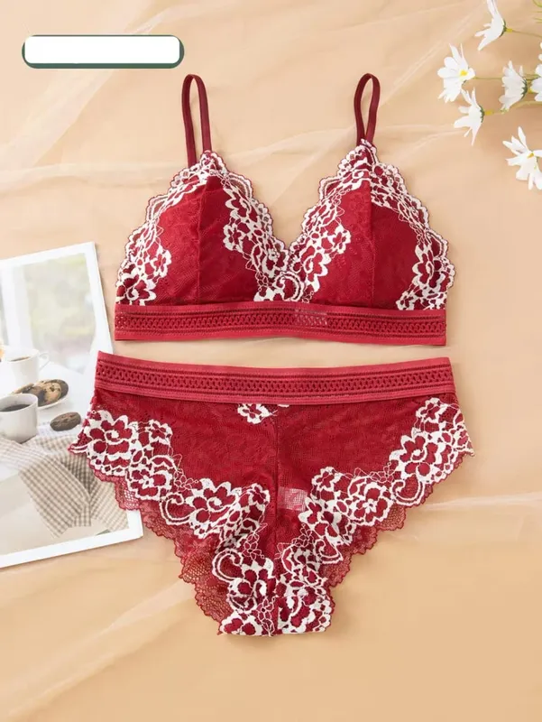 ชุดชั้นในลูกไม้เซ็กซี่ชุดถ้วยแม่พิมพ์บางไม่มีแหวนเหล็กสบาย Push Up Bra ชุดสำหรับสตรี