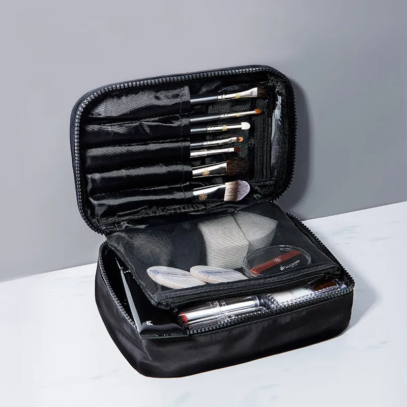 PA CARRIER COMBO POUCH Sac de rangement pour pinceaux de maquillage et cosmétiques noir et argent pour voyage — image 2