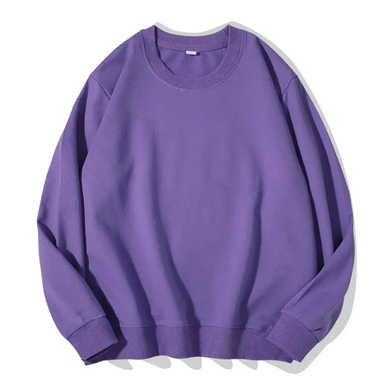 260g 100% Cotton Men's Hoodless Sweater Pullovers Sweatshirts Men Loose Solid Color Warm O Neck Tops Hip Hop Y2k Sweatshirt Tops — image 11
