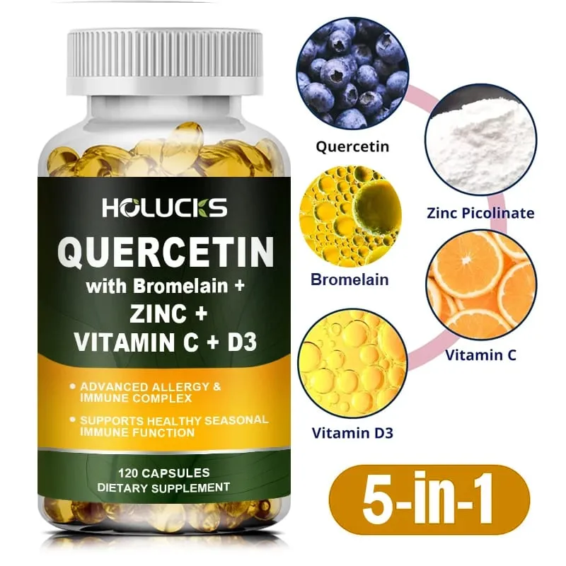 Supplément avancé de quercétine vitamine C + D3 avec bromélaïne pour l'immunité, la santé de la peau et des os solides, vitalité globale végétalienne — image 4