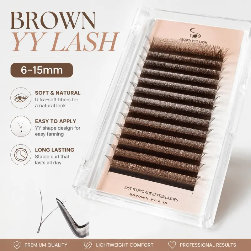 Supmacio YY Lashes Marrone Morbide Ciglia Invividual Forma a Y Volume Estensione ciglia Doppia punta 2D Eye Lash Cilios YY Wire