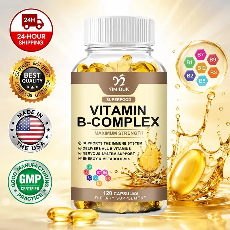 Kapsul Vitamin B-Kompleks dengan Vitamin B12 & Biotin Menyokong Tulang Saraf Metabolisme Kesihatan Otak & Jantung Tenaga Imun — image 2