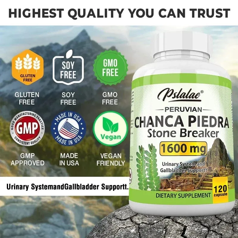 Chanca Piedra Capsules 1600mg - รองรับทางเดินปัสสาวะอาหารเสริมที่ไม่ใช่จีเอ็มโอบดหินไต — image 4