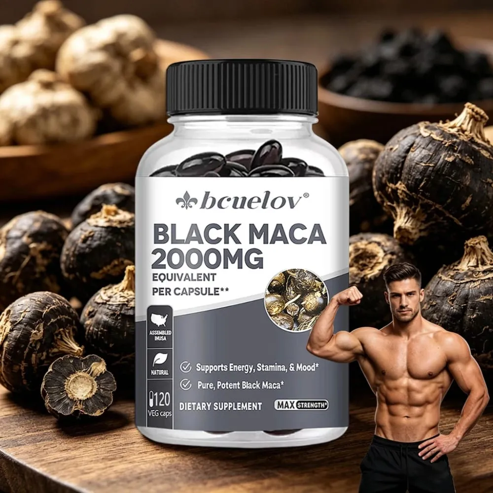 Μαύρες κάψουλες Maca 20000mg - Υποστηρίζει τη λειτουργία του εγκεφάλου Προωθεί την ανάπτυξη και την αποκατάσταση των μυών Super Απορρόφηση Βελτιώνει τη ζωτικότητα — image 1