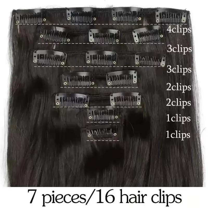 7 clip nelle estensioni dei capelli Acconciatura a onda lunga Nero 60-71 cm Capelli sintetici naturali Uso quotidiano Parrucchino per donna — image 2