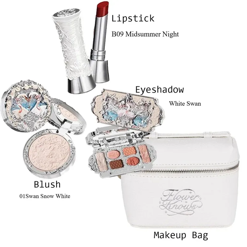 Flower Knows Make Up Kit Cosmetics Full Set Strawberry Rococo Palette Little Angel Highlighter Matte Lipstick 4Pcs Kit — image 9