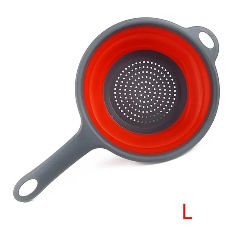Colador plegable de silicona con mango, colador plegable de cocina para drenar Pasta, verduras, frutas, JT111 — image 13