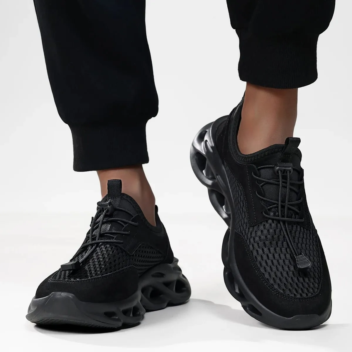 Comfortabele heren wandelschoenen effen zwarte mode — image 5