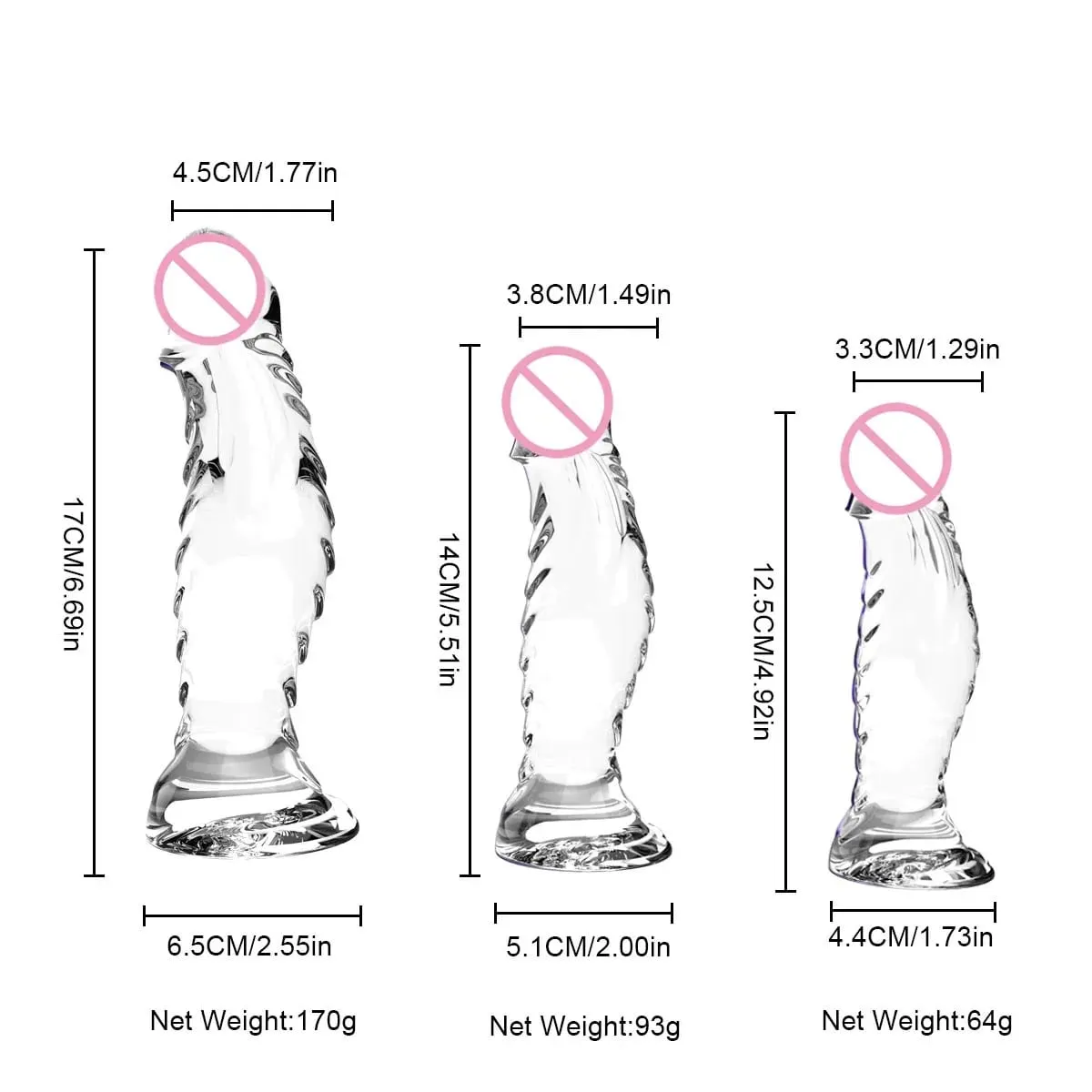 Dildo Kaca Spiral Bening Kristal dengan Dasar Cangkir Hisap Kuat Mainan Seks Vagina Anal Realistis Transparan untuk Pasangan Wanita Pria — image 2