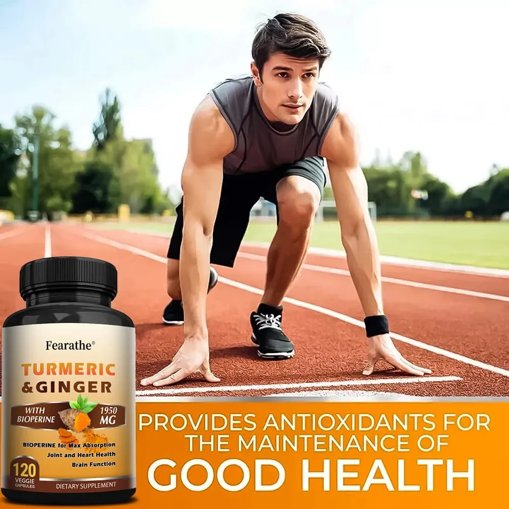 Capsule di curcuma biologica da 1500 mg con zenzero e pepe nero che supportano il sistema digestivo e immunitario dei muscoli articolari e il benessere — image 2